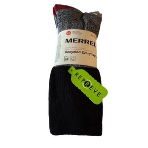 Merrell Recycled Everyday Crew Socks Unisex Adults Size M/L Peach 3 Pack Blk Whi